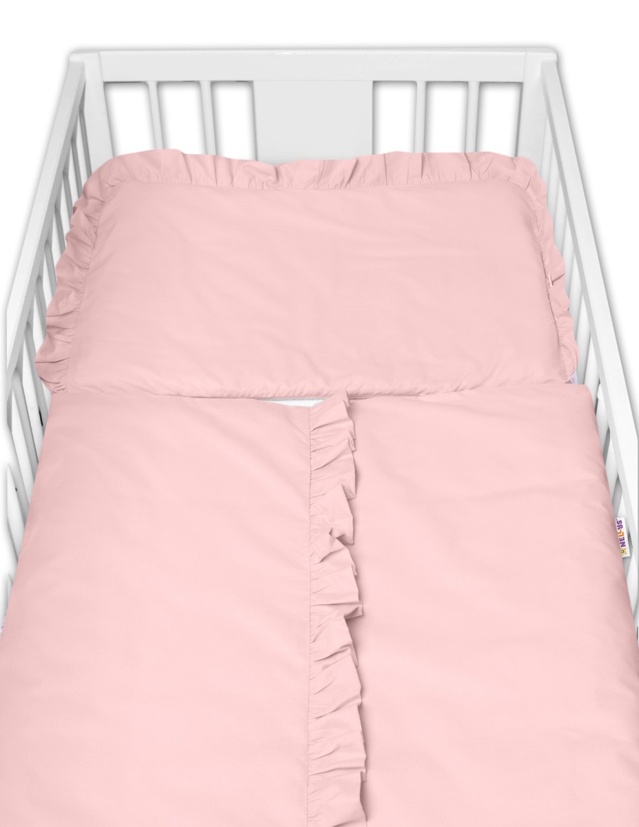 2-dielne bavlnené obliečky s volánikom SOFT, Baby Nellys, púdrovo ružové