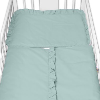 2-dielne bavlnené obliečky s volánikom SOFT, Baby Nellys, vavrínová zelená