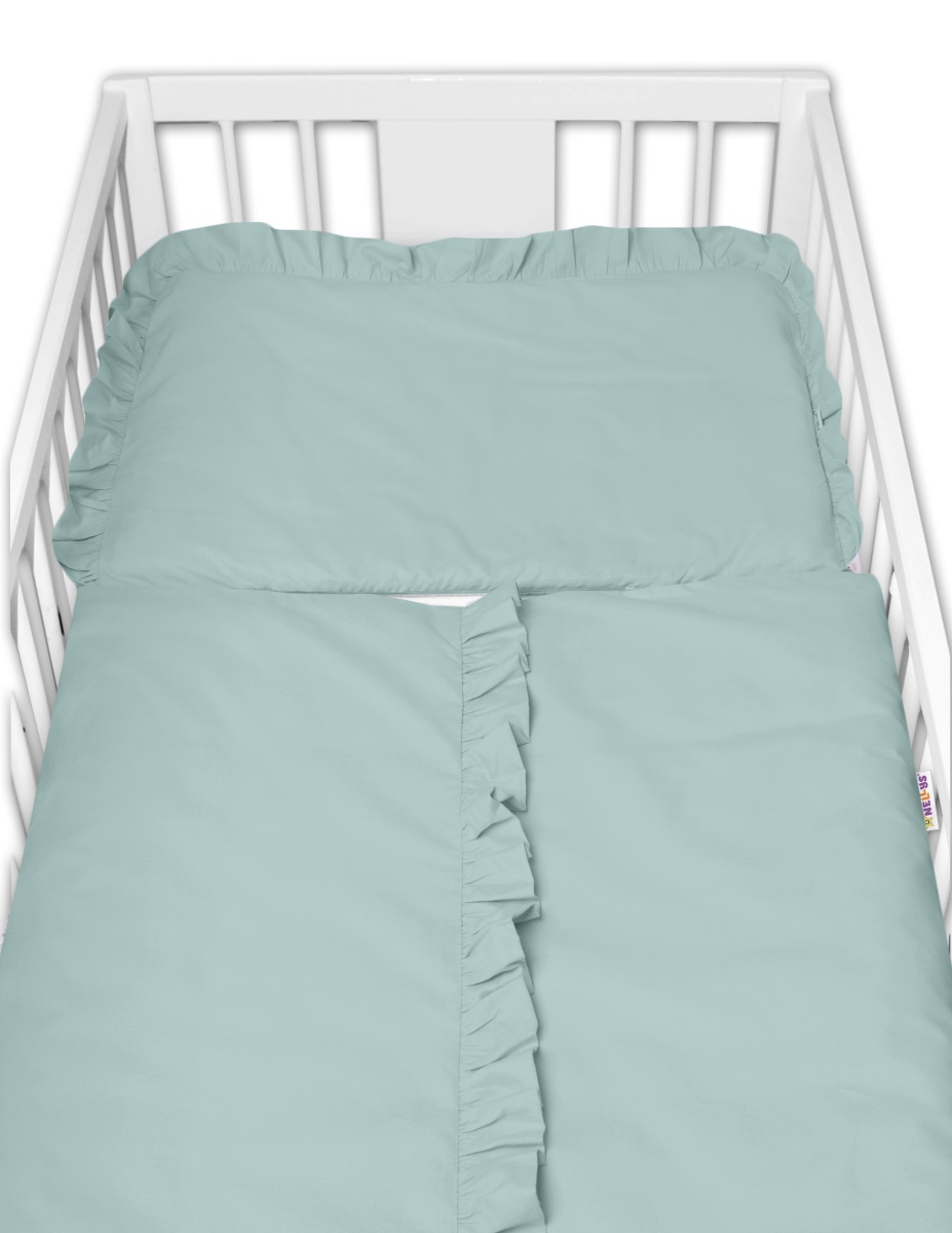 2-dielne bavlnené obliečky s volánikom SOFT, Baby Nellys, vavrínová zelená