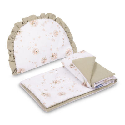 2D sada do kočíka, postieľky, kolísky, mušelín, bavlna, Púpava, béžová