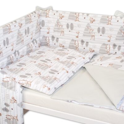 3-dielna sada mantinel s obliečkami Baby Nellys, Zvieratká v lese - šedá, 130x100cm
