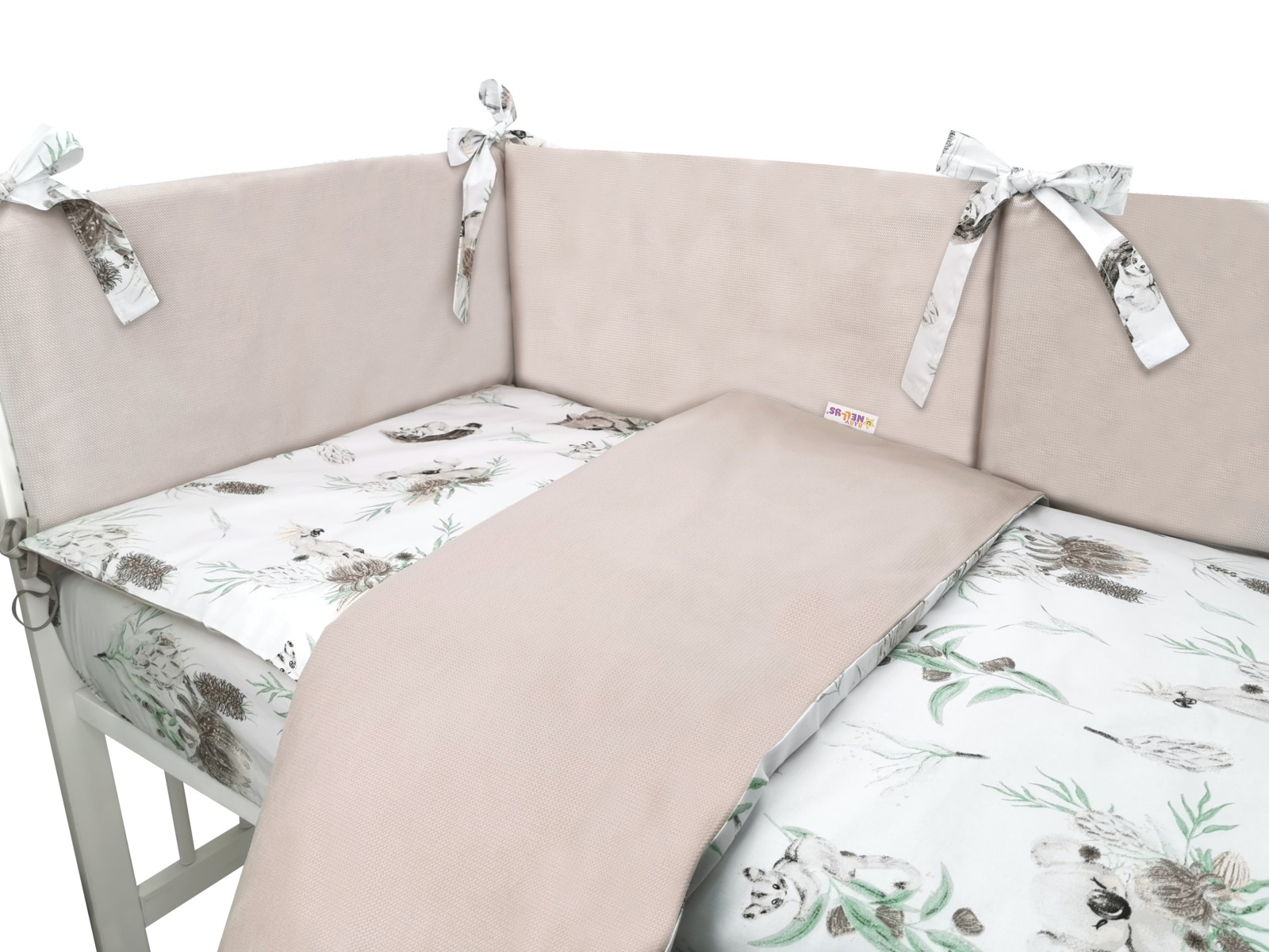 3-dielna sada Mantinel s obliečkami, bavlna/velvet, Exotika, béžová/biela