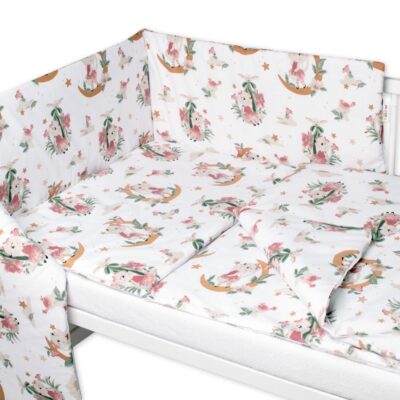 3-dielna sada Mantinel s obliečkami, Bunny Star, biela s potlačou, 120x90 cm