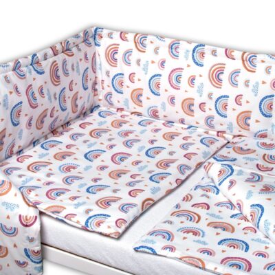 3-dielna sada Mantinel s obliečkami -Dúha, pastelová/biela, 120x90 cm