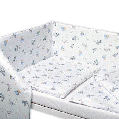 3-dielna sada - mantinel s obliečkami Hračky - biela, 135x100 cm