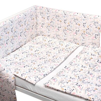 3-dielna sada - mantinel s obliečkami Jarabina - biela, 120x90 cm