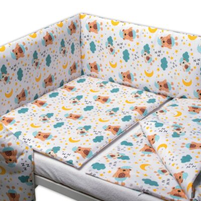 3-dielna sada - mantinel s obliečkami Sny medvedíkov - hnedá, biela, 120x90 cm