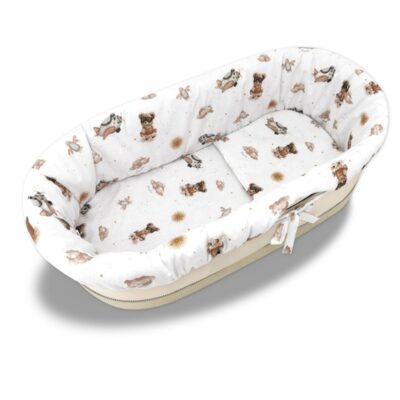 3D sada do koša, kočíka - bavlna, Méďa pilot - biela, béžová