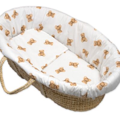 3D sada do koša, kočíka - bavlna,Míša - biela s potlačou