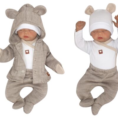 5-dielna kojenecká súpravička do pôrodnice - béžová, biela, veľ. 62