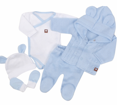 5-dielna kojenecká súpravička do pôrodnice - modrá, biela
