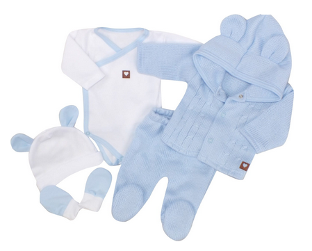 5-dielna kojenecká súpravička do pôrodnice - modrá, biela