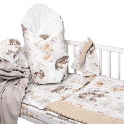 6-dielna výhod. sada s darčekom pre bábätko Baby Nellys, 135x100 Zvířátka na mráčku,bežová