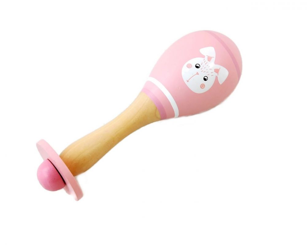 Adam Toys: Drevená rumba guľa Králik (ružová)