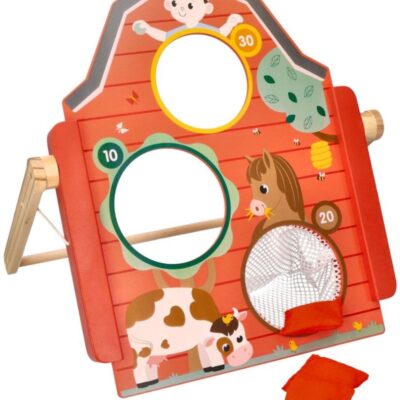 Aktívna drevená tabuľa na vhadzovanie vankúšikov, Farma - červená