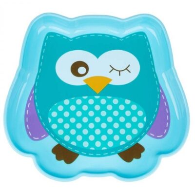 Akuku: Plastový tanierik Sova (tyrkysový)