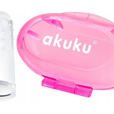AKUKU Zubná kefka s puzdrom - silikónová ružová