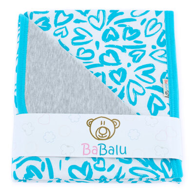 BaBalu: Obojstranná deka 80x90cm Srdiečko (šedá/modrá)