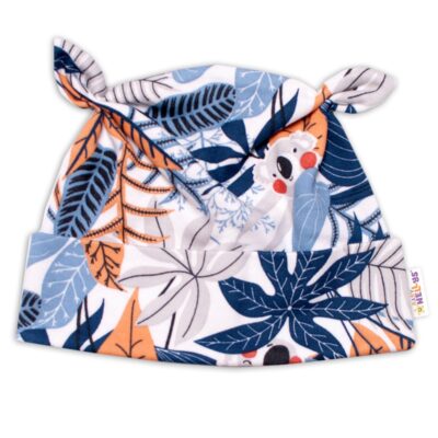 Baby Bavlnená čiapočka uzlíček - Jungle granát/ecru 74/80