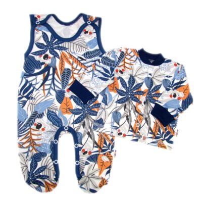 Baby Nellys 2-dielna sada, bavlnené dupačky s košieľkou Jungle, veľ. 56