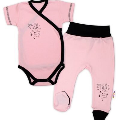 Baby Nellys 2-dielna sada body kr. rukáv + polodupačky, ružová - Baby Little Star, veľ. 56