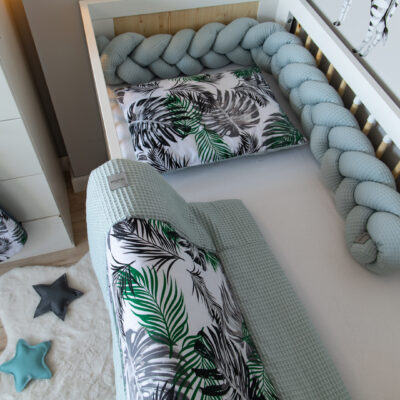 Baby Nellys 2-dielna súprava do postielky -Vafel, bavlna LUX, Listy, 135 x 100 cm