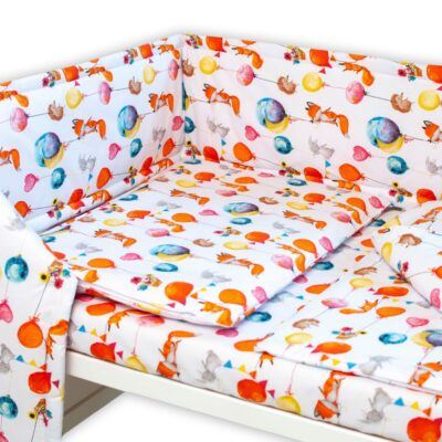 Baby Nellys 3-dielna sada Mantinel s obliečkami - Liška a balóniky, biela