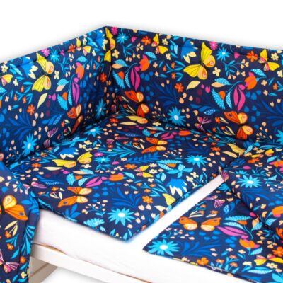 Baby Nellys 3-dielna sada Mantinel s obliečkami - Motýlí lúka, granát