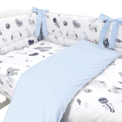BABY NELLYS 3-dielna sada mantinel s obliečkami, New Love Baby, modrá