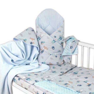 Baby Nellys: 6-dielny set Líška a zajac (modrá)