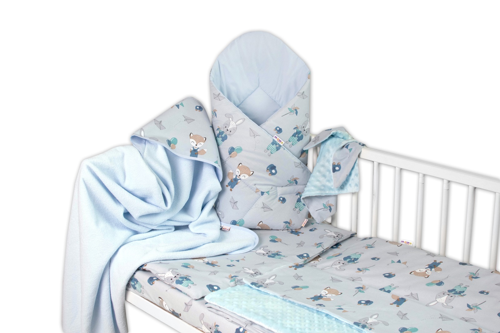 Baby Nellys: 6-dielny set Líška a zajac (modrá)