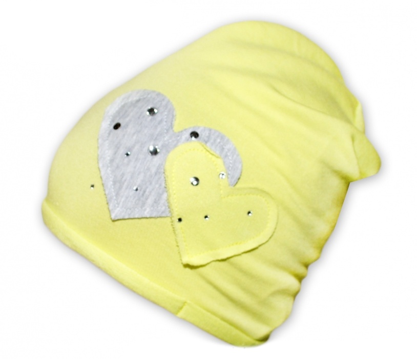 Baby Nellys: Bavlnená čiapočka Srdiečka (pistáciová)