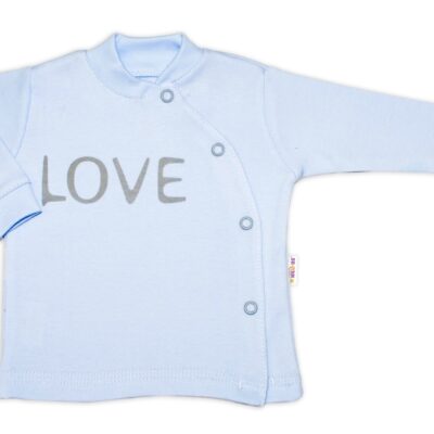 Baby Nellys Bavlnená košieľka Love zapínanie bokom - modrá, veľ. 68