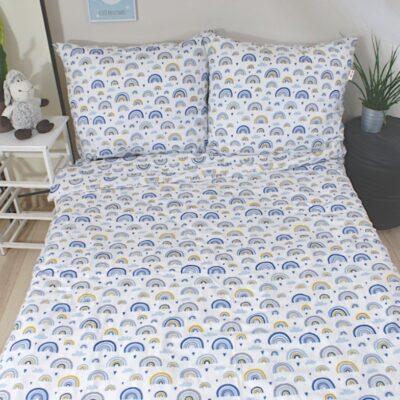 Baby Nellys Bavlněné obliečky - Duha, modrá