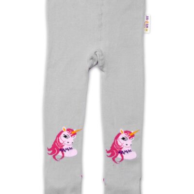 Baby Nellys Bavlnené pančucháče Unicorn - sivé, veľ. 104/110