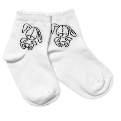 Baby Nellys Bavlnené ponožky Cute Bunny - biele, veľ. 122/128