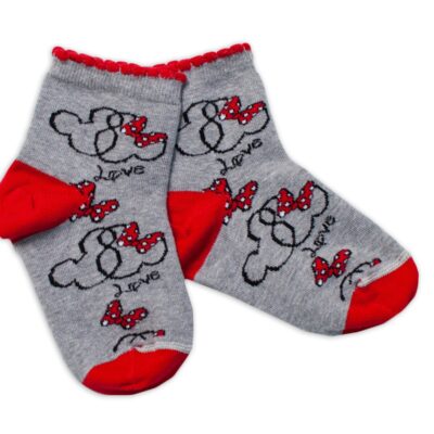 Baby Nellys Bavlnené ponožky Minnie Love - sivé, veľ. 122/128