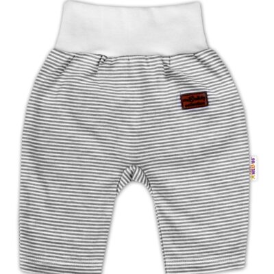 Baby Nellys Bavlnené tepláčky Monkey - prúžky/sv. sivý melír, veľ. 62