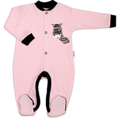Baby Nellys Bavlnený overal Zebra - ružový, veľ. 62