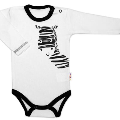Baby Nellys Body dlhý rukáv, biele, Zebra, veľ. 56