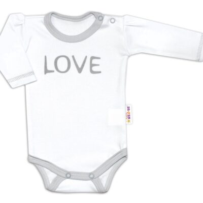 Baby Nellys Body dlhý rukáv Love - biely, veľ. 62