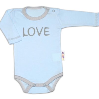 Baby Nellys Body dlhý rukáv Love - modrý