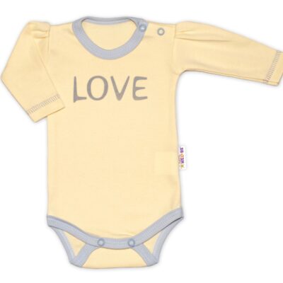 Baby Nellys Body dlhý rukáv Love - žltý, veľ. 74