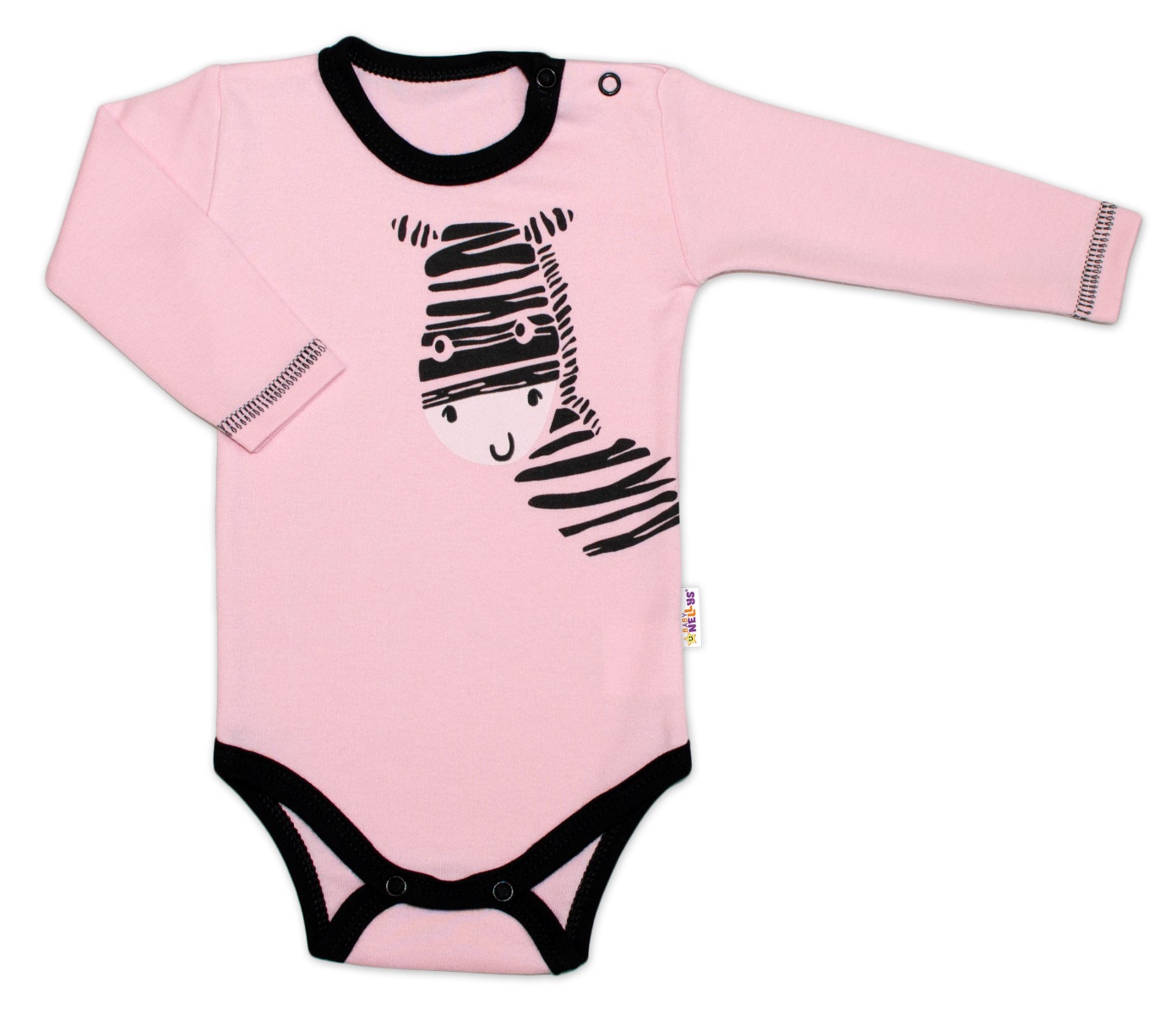 Baby Nellys Body dlhý rukáv, ružové, Zebra, veľ. 62