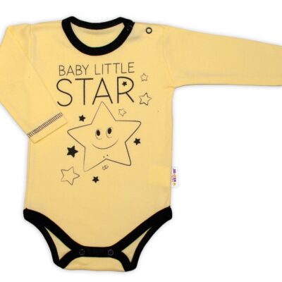 Baby Nellys Body dlhý rukáv, žlté, Baby Little Star, veľ. 80