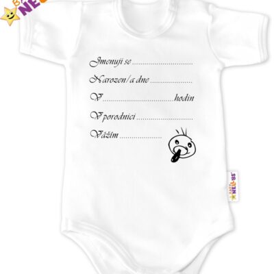 Baby Nellys Body Kr. rukáv vel. 74, biele - Narodil / a som sa ...