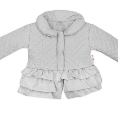 Baby Nellys Detská prechodová bundička s volánikmi, sivá veľ. 80