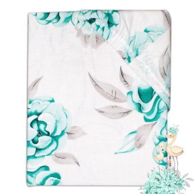 Baby Nellys Detské bavlnené prestieradlo do postieľky - Plameniak mätový, 140 x 70