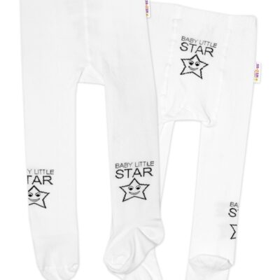 Baby Nellys Detské pančuchy bavlnené Baby LITTLE STAR, biele, 1ks, veľ. 80/86