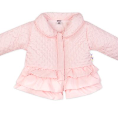Baby Nellys Dojčenská prechodová bundička s volánikmi, svetlo ružová